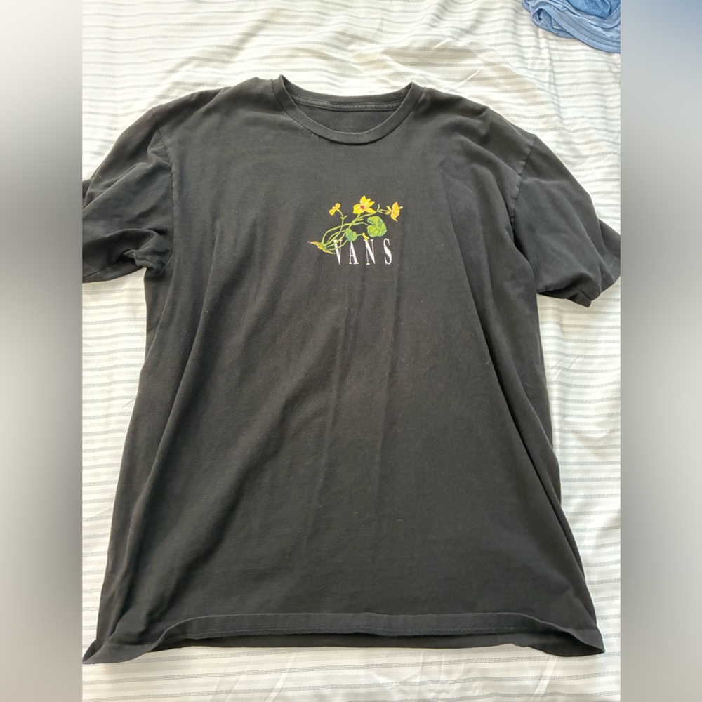 Vans Charcoal Tee with Yellow Floral Graphic